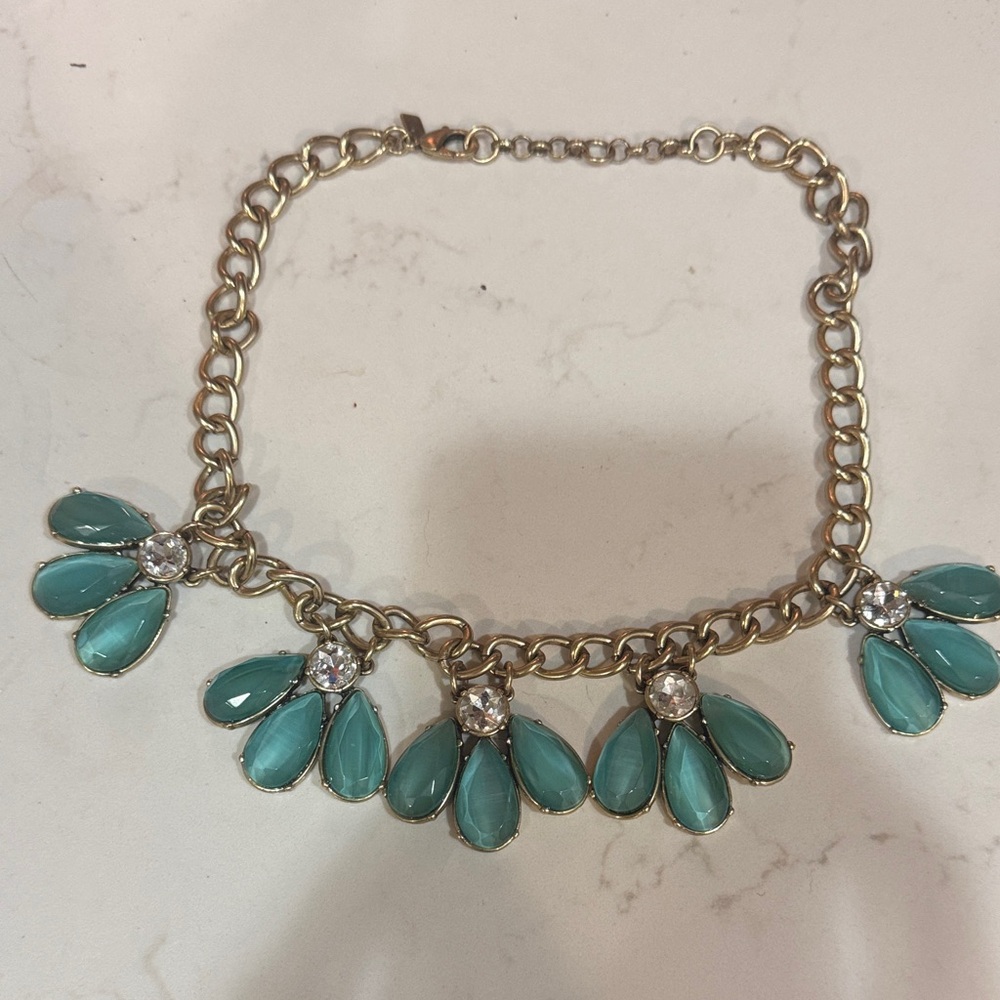 Banana Republic Gold Necklace with Teal Accents